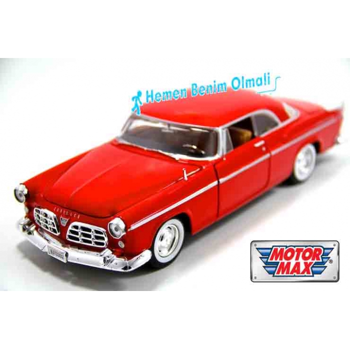 Motormax Chrysler C300 Rosso 1955 In Scala 1/24, Modello Auto In Metallo E Plastica, 18 Cm, Collezione