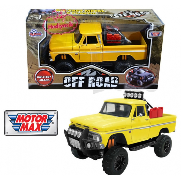 New Motormax 1966 Chevy C10 Fleetside Pickup Off Road Yellow 1:24-79131 
