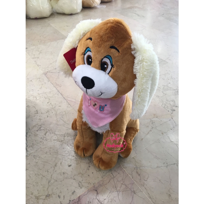 Peluş Köpek Selay Oyuncak Peluş Köpek Ayakta Oturan Süslü Köpek 50 Cm
