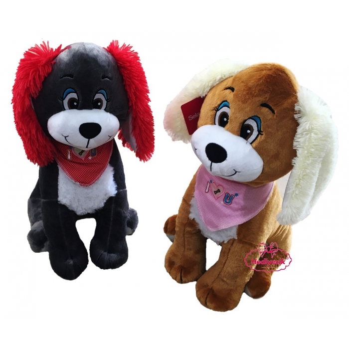 Peluş Köpek Selay Oyuncak Peluş Köpek Ayakta Oturan Süslü Köpek 50 Cm