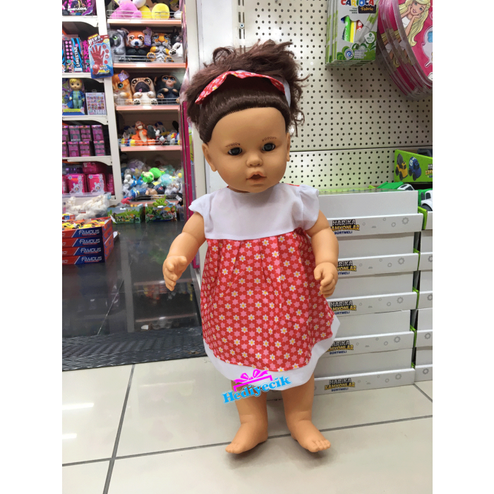 Lila Oyuncak Türkçe Konuşan Elbiseli Saçlı Komple Et Bebek 65 Cm bebek