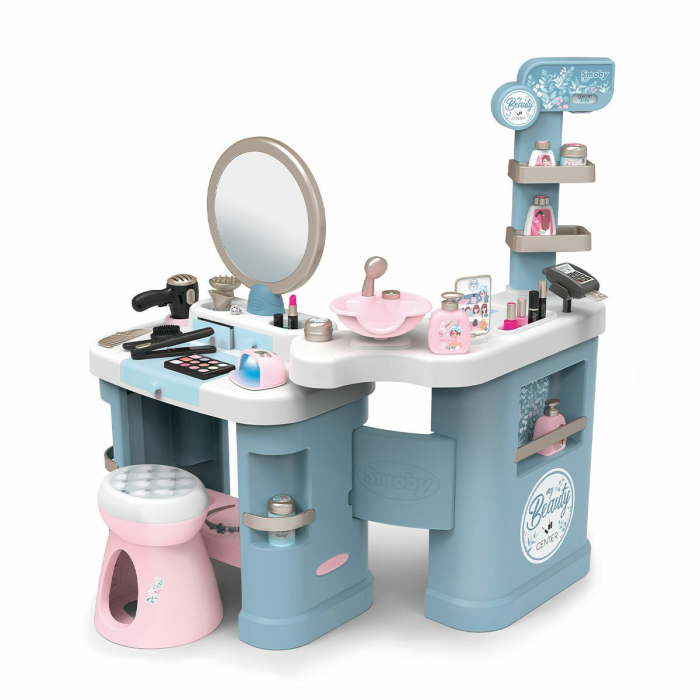 Smoby - My Beauty Center - Institut de Beauté pour Enfant - Coiffure + Onglerie + Maquillage Factice - Fonctions Sons et Lumières - 32 Accessoires - A Partir de 3 Ans - Fabrication Française : Smoby