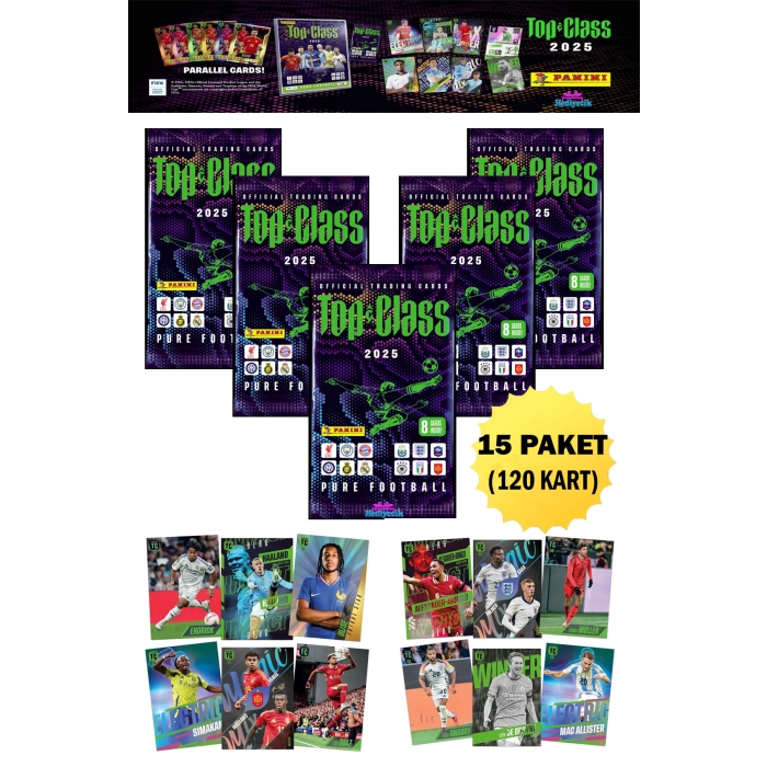 Panini Fifa Top Class 2025 Futbolcu Kartları Trading Card 15 Paket (120 Kart)