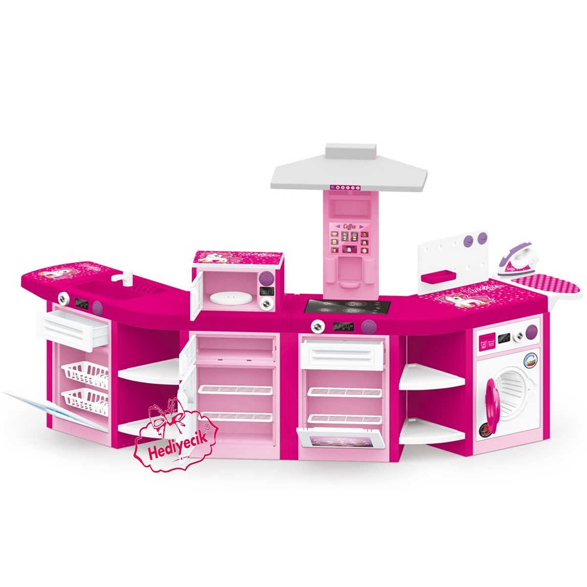 mutfak seti dolu unicorn oyuncak kitchen modern 4 lu mutfak seti pilli isikli buyuk mega boy 2545