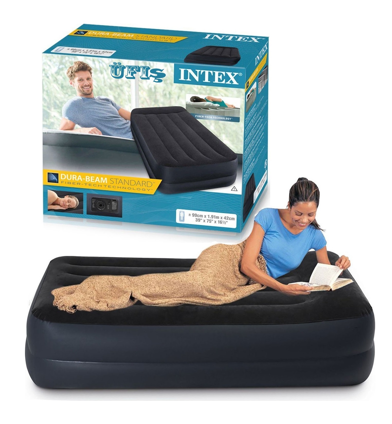 Outdoor Sisme Yataklar Intex Intex Elektrikli Dura Beam Sisme Yatak 99x191x42cm Fiber Tech