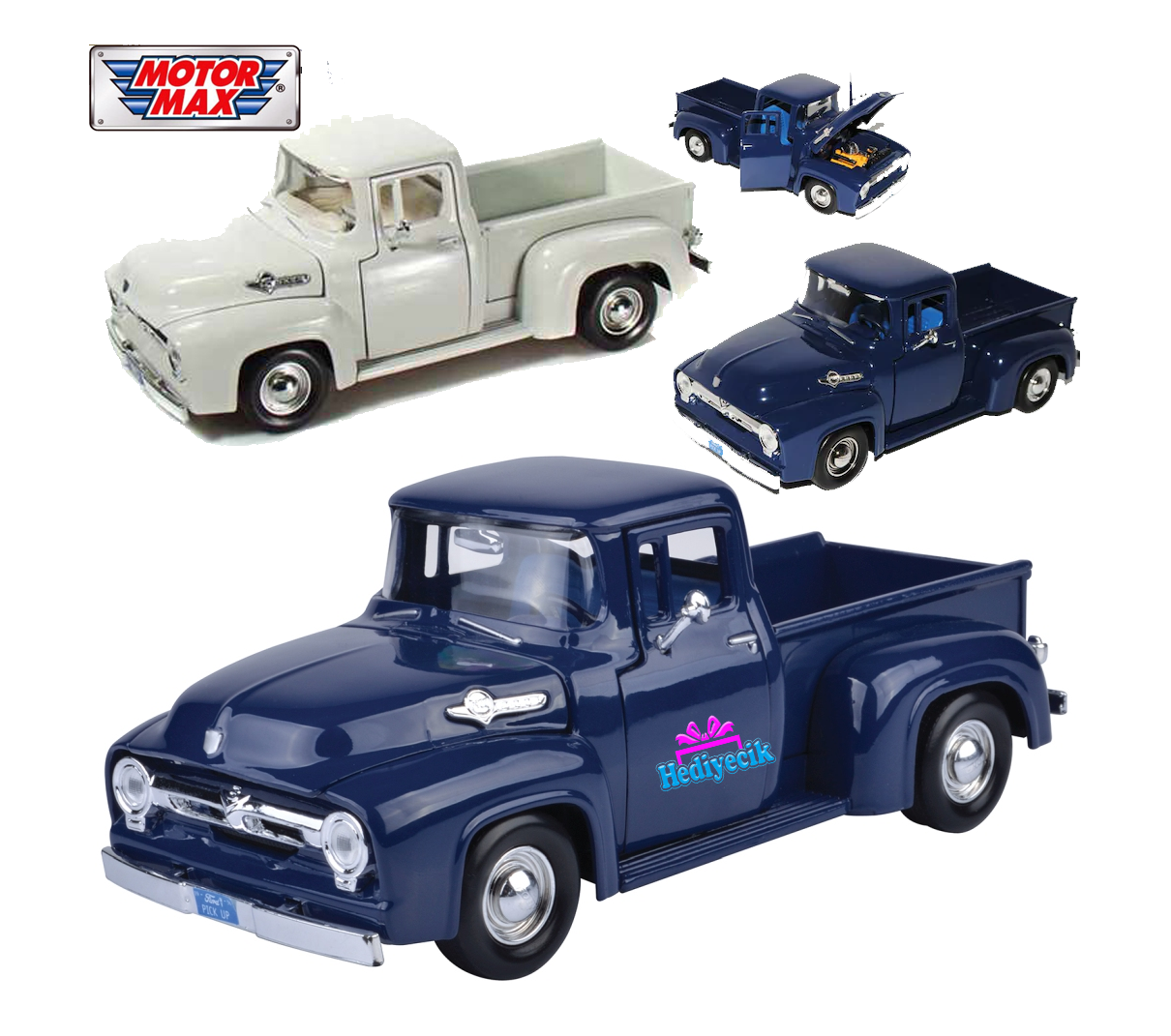 Motormax 1:24 1956 Ford F-100 Pickup -Lacivert Model Araç