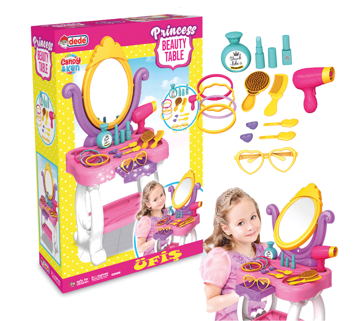 Candy Ken Prenses Güzellik Masası Maslı Set 15 Parça Çeşitleri En