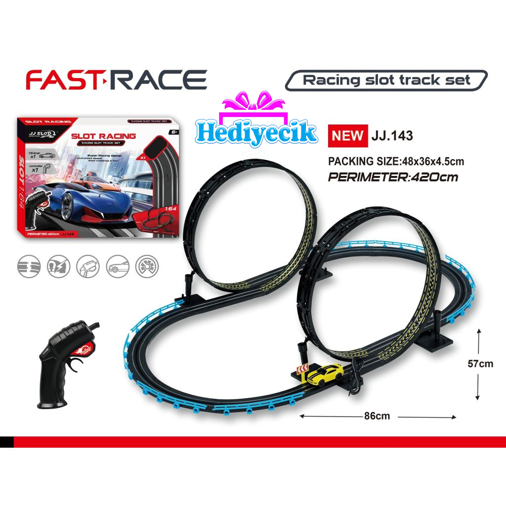 Slot Racıng Pilli 1 Araçlı Yarış Seti 1:64 Araçlı Pist Seti JJ.143