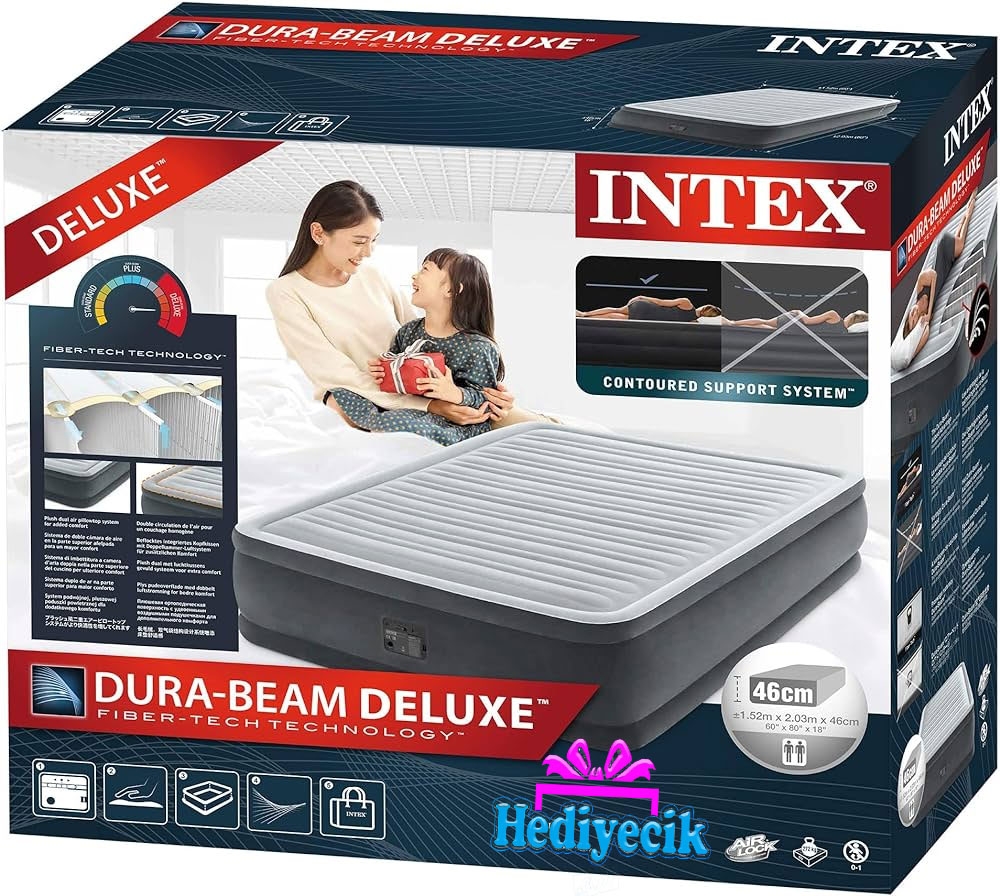 Intex Elektrikli Comfort Plus Yüksek Yatak (152x203x46 cm IKY64414