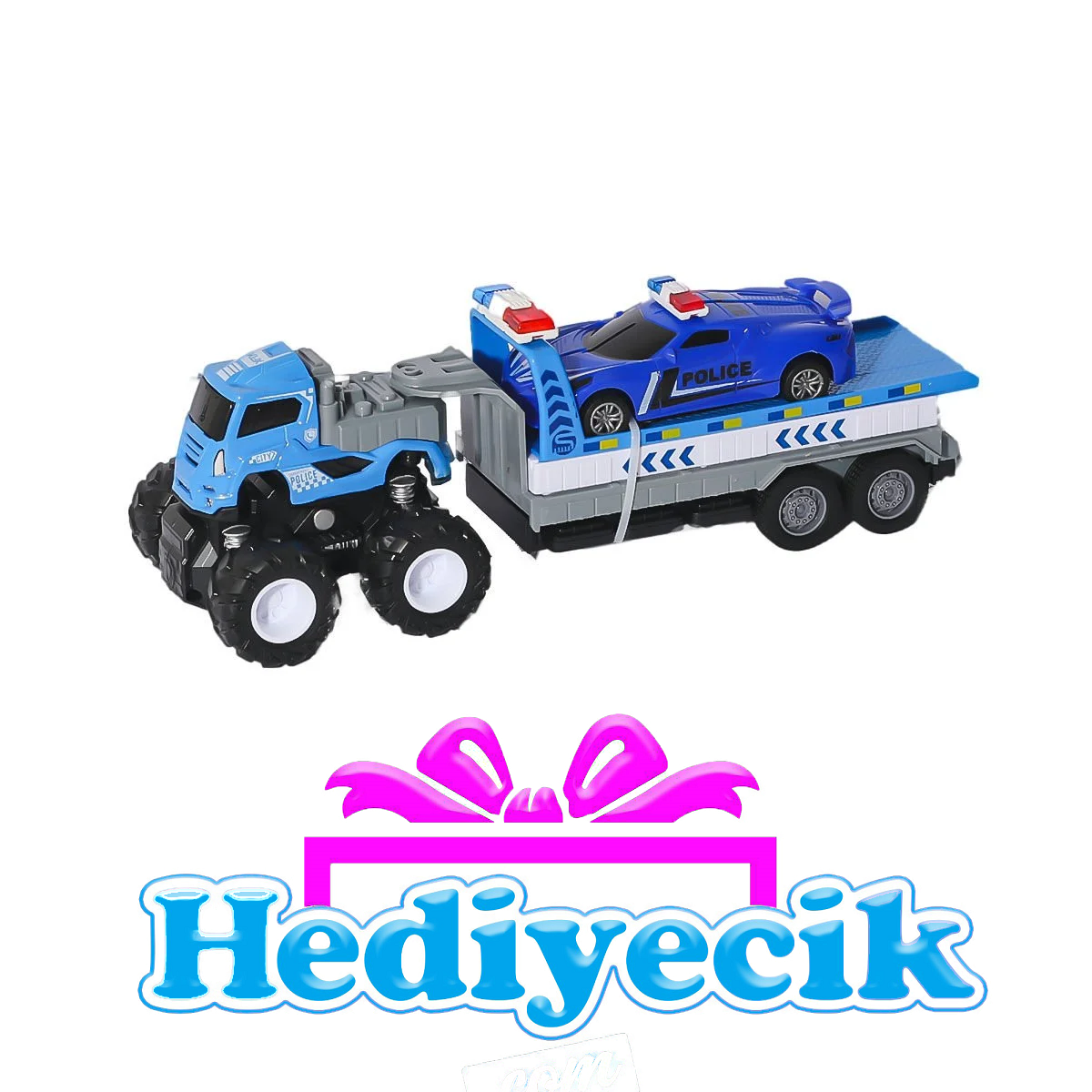 Vardem Sürtmeli Die-Cast 4X4 Polis Araçları Taşıyan Tır,KLX600-361