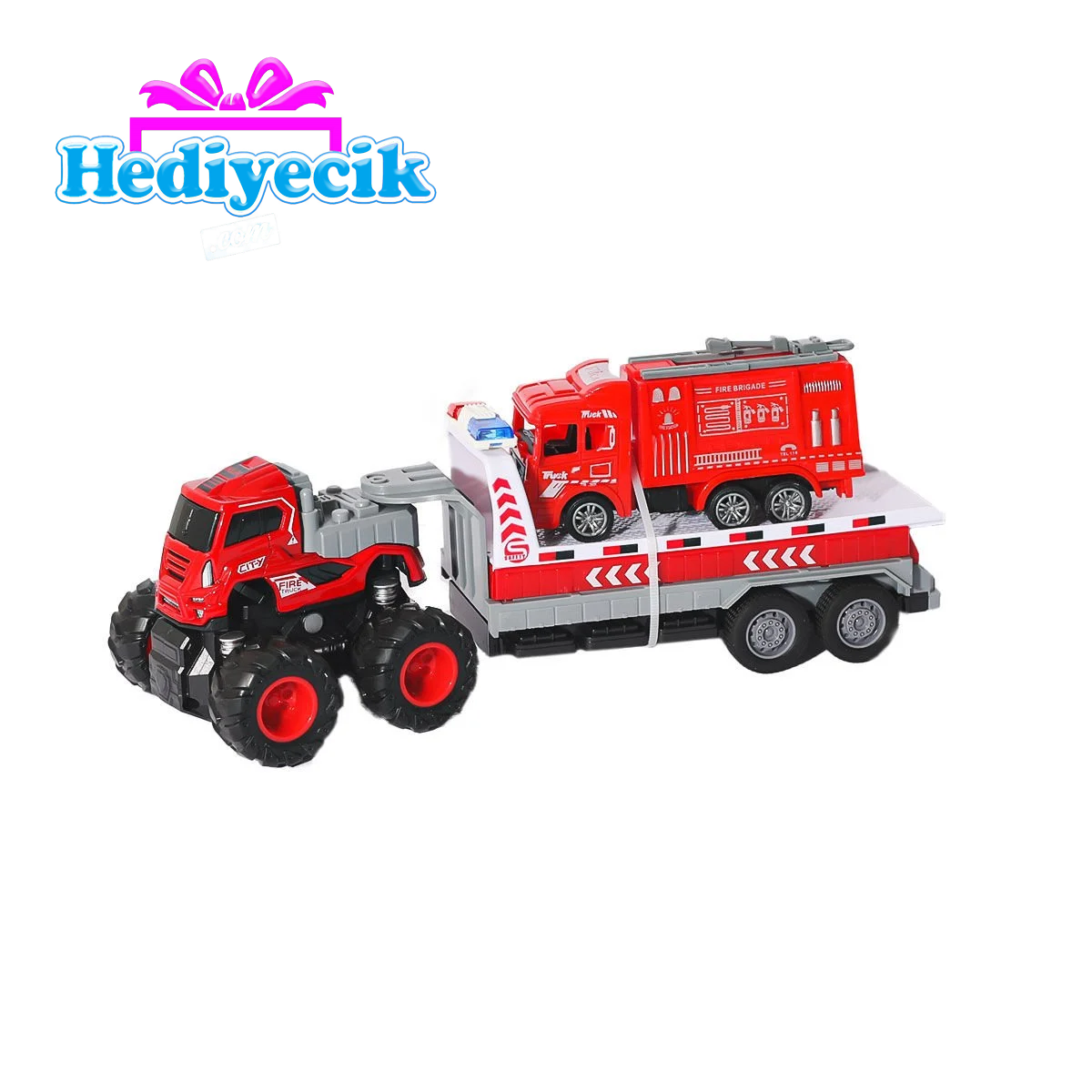 Vardem Sürtmeli Die-Cast 4X4 İtfaiye Araçları Taşıyan Tır KLX600