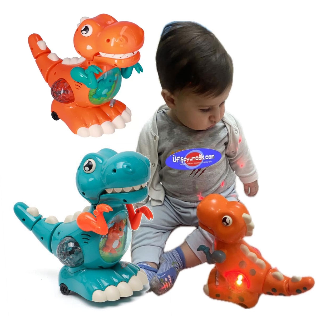 Oyuncak Işıklı, Müzikli Hareketli Dinozor ZR158 Kargo Ücretsiz en