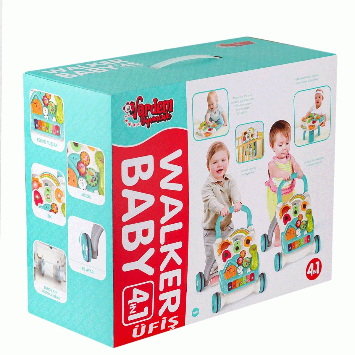 Walker Baby Piyanolu 4in1 Turkuaz Bebek Yürüteci BIB-6017 en iyi